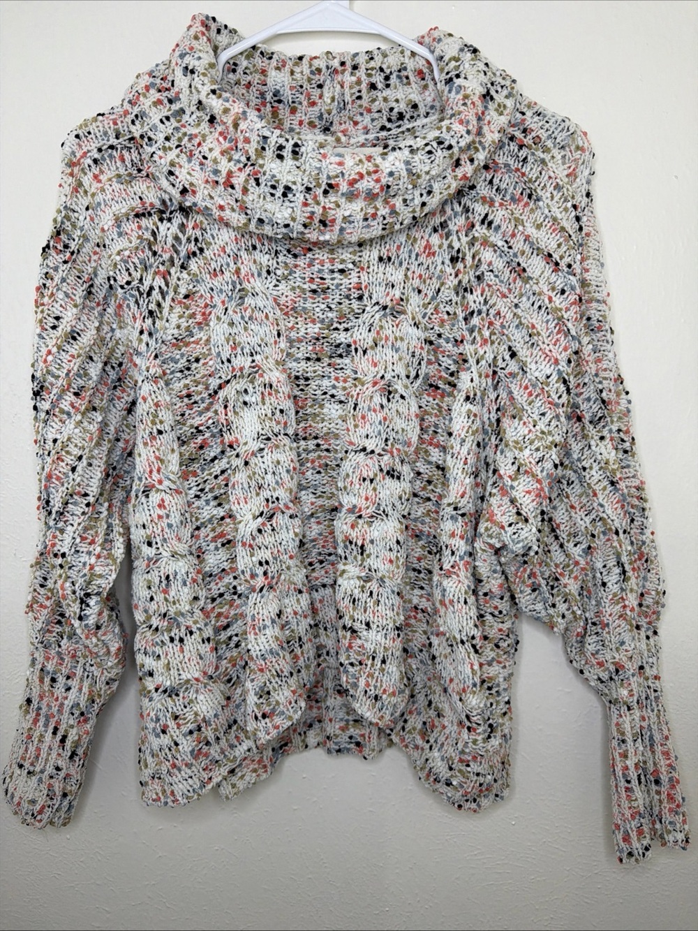 Moon & Madison Chunky Knit Confetti Cowl Neck Sweater Size XS